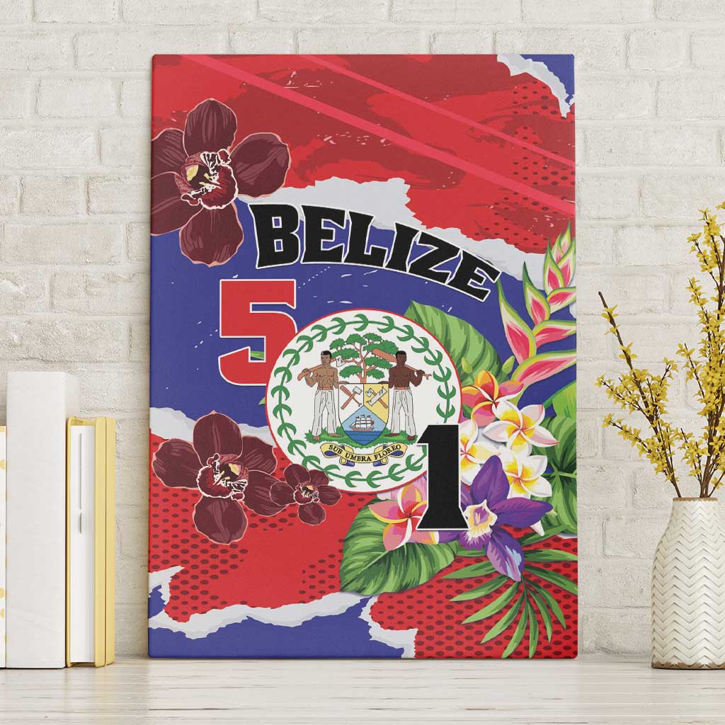 Belize 501 Tropical Black Orchid Canvas Wall Art Grunge Stylized