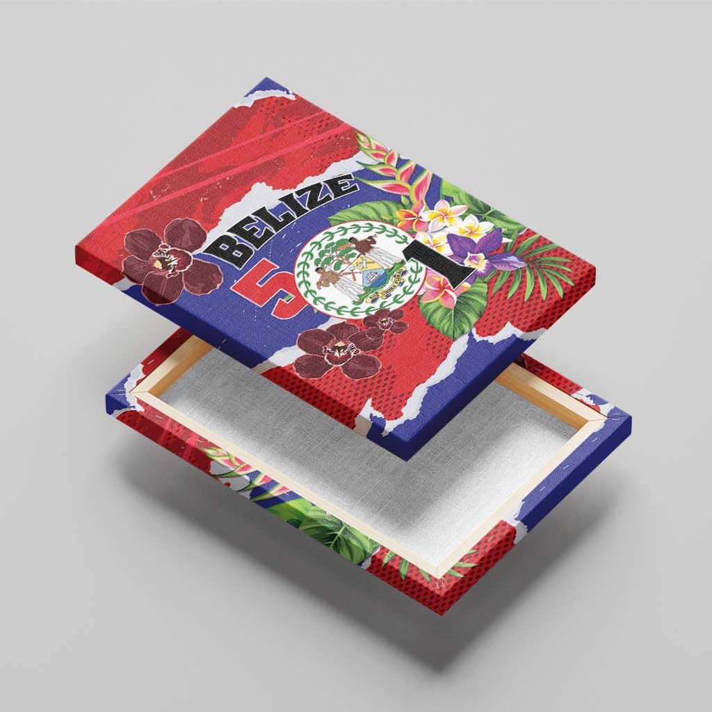 Belize 501 Tropical Black Orchid Canvas Wall Art Grunge Stylized