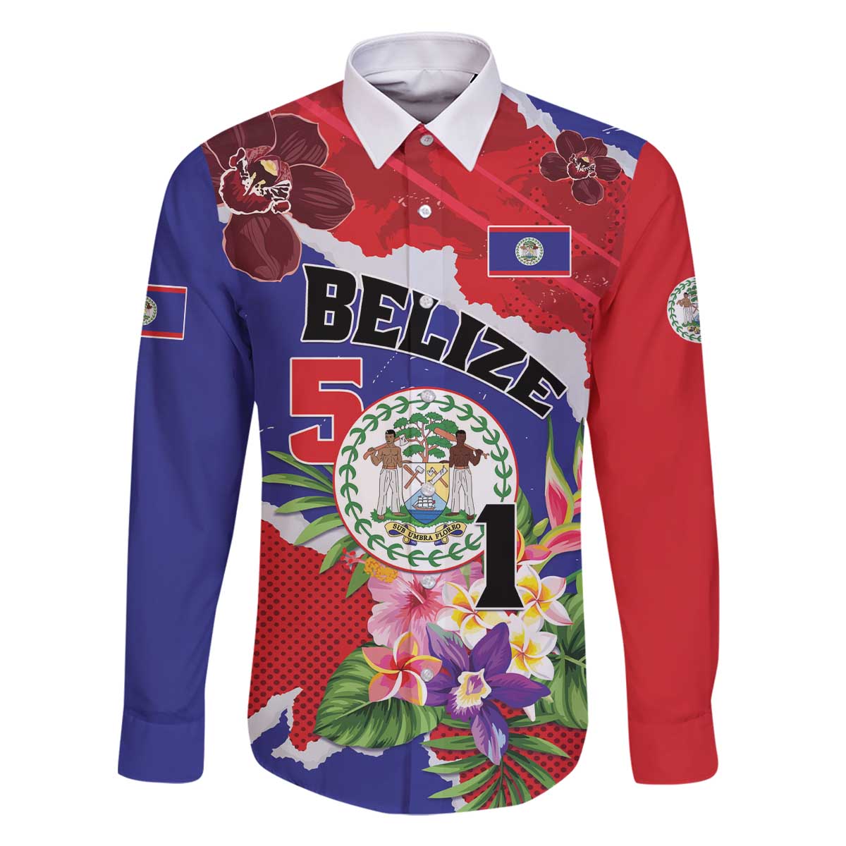 Personalised Belize 501 Tropical Black Orchid Family Matching Off The Shoulder Long Sleeve Dress and Hawaiian Shirt Grunge Stylized