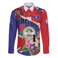 Personalised Belize 501 Tropical Black Orchid Family Matching Off The Shoulder Long Sleeve Dress and Hawaiian Shirt Grunge Stylized