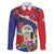Personalised Belize 501 Tropical Black Orchid Family Matching Off The Shoulder Long Sleeve Dress and Hawaiian Shirt Grunge Stylized