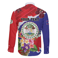 Personalised Belize 501 Tropical Black Orchid Family Matching Off The Shoulder Long Sleeve Dress and Hawaiian Shirt Grunge Stylized