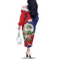 Personalised Belize 501 Tropical Black Orchid Family Matching Off The Shoulder Long Sleeve Dress and Hawaiian Shirt Grunge Stylized