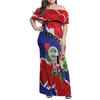 Personalised Belize 501 Tropical Black Orchid Family Matching Off Shoulder Maxi Dress and Hawaiian Shirt Grunge Stylized