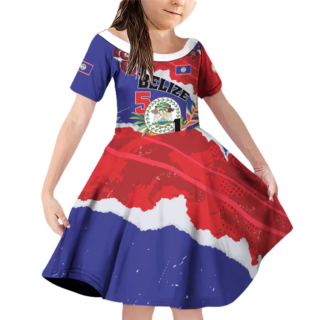 Personalised Belize 501 Tropical Black Orchid Family Matching Off Shoulder Short Dress and Hawaiian Shirt Grunge Stylized