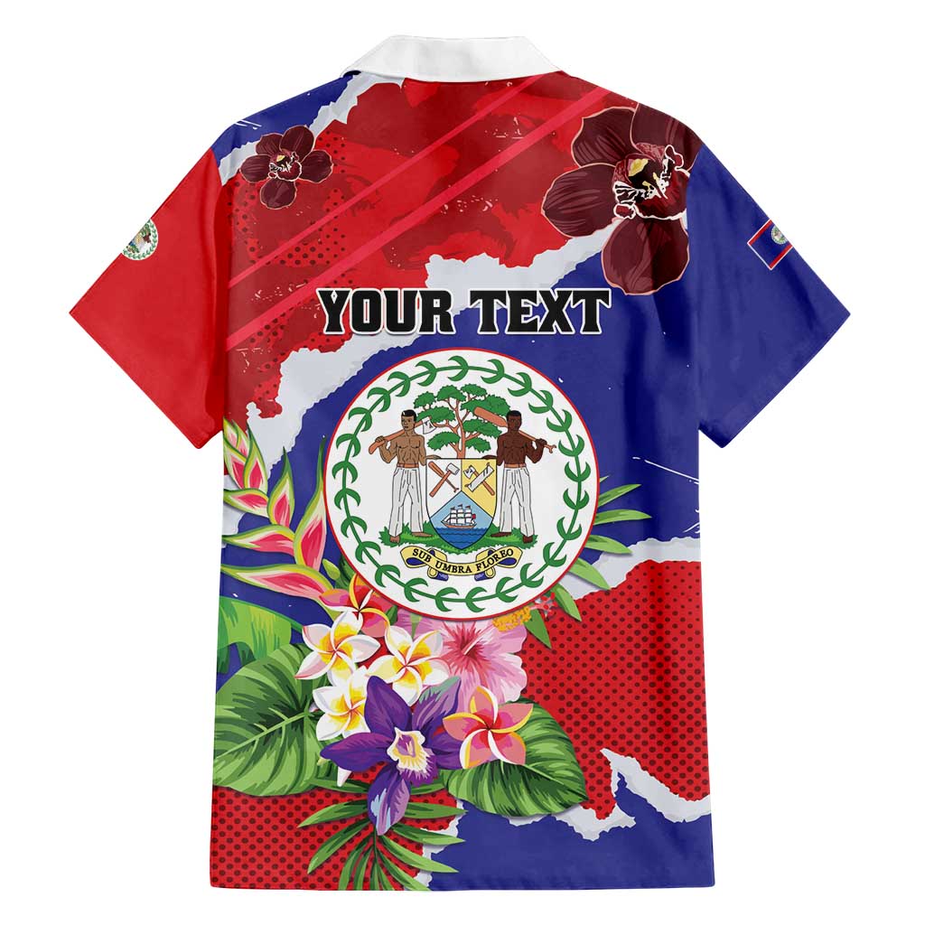 Personalised Belize 501 Tropical Black Orchid Family Matching Off Shoulder Short Dress and Hawaiian Shirt Grunge Stylized