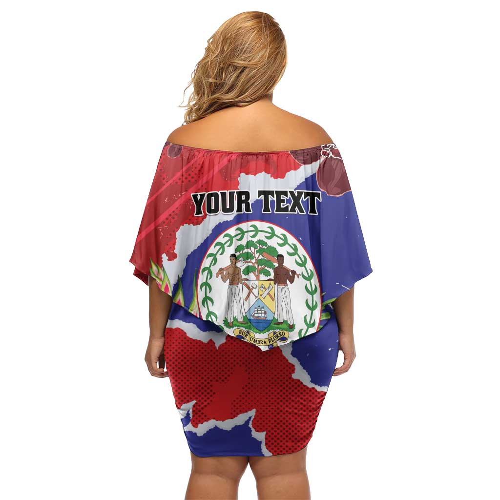 Personalised Belize 501 Tropical Black Orchid Family Matching Off Shoulder Short Dress and Hawaiian Shirt Grunge Stylized