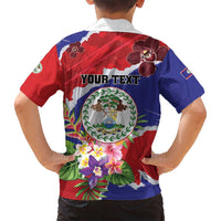 Personalised Belize 501 Tropical Black Orchid Family Matching Puletasi and Hawaiian Shirt Grunge Stylized