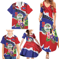 Personalised Belize 501 Tropical Black Orchid Family Matching Summer Maxi Dress and Hawaiian Shirt Grunge Stylized