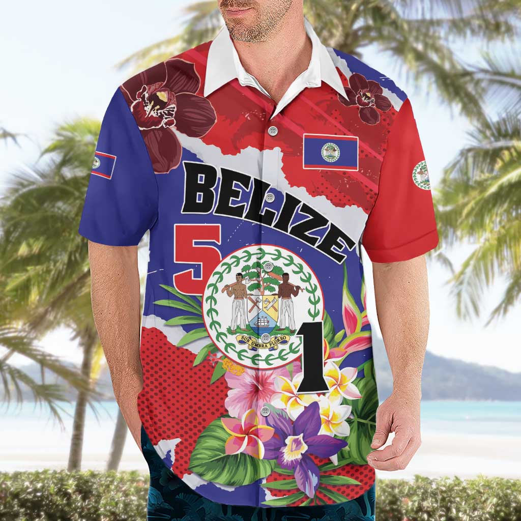 Personalised Belize 501 Tropical Black Orchid Hawaiian Shirt Grunge Stylized