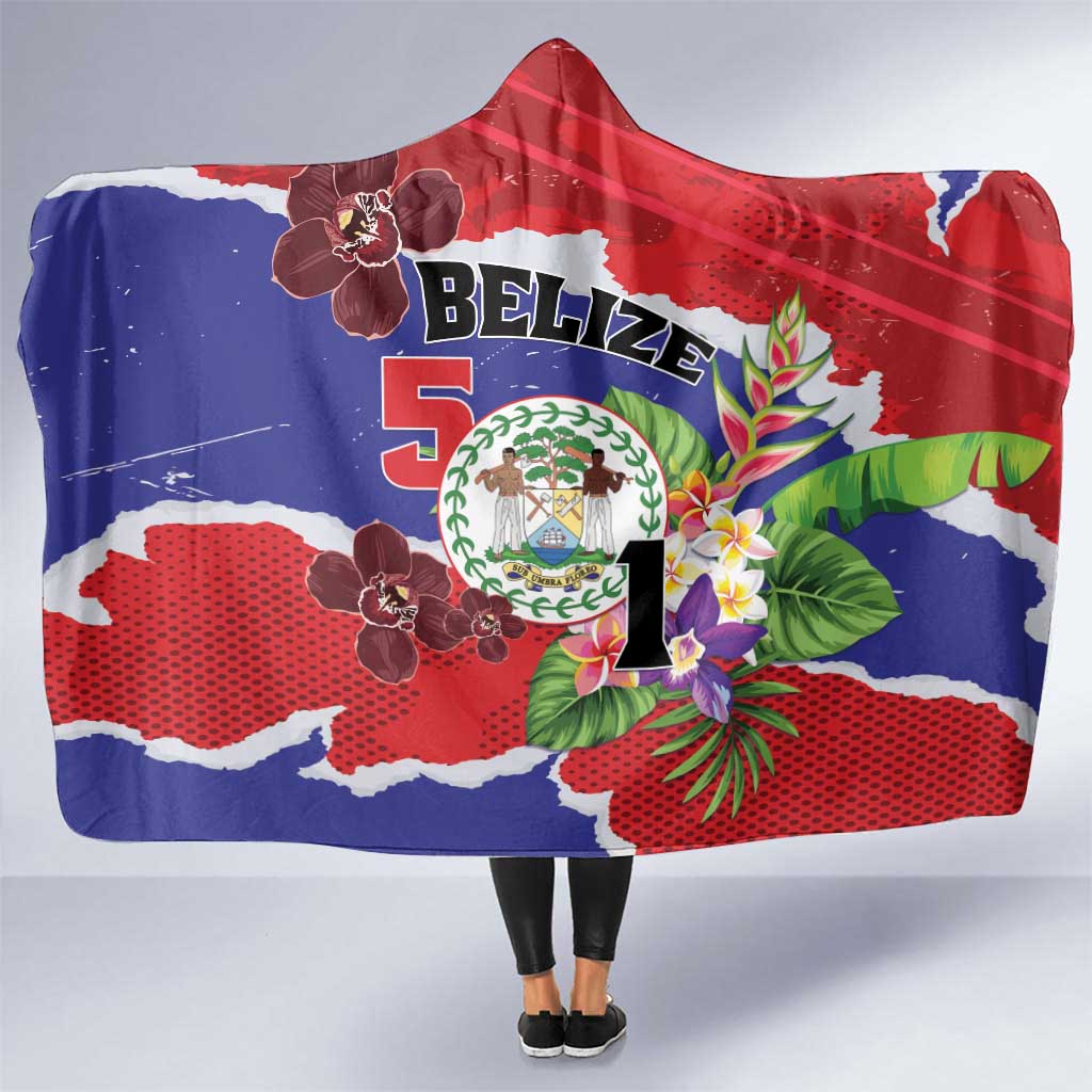 Belize 501 Tropical Black Orchid Hooded Blanket Grunge Stylized