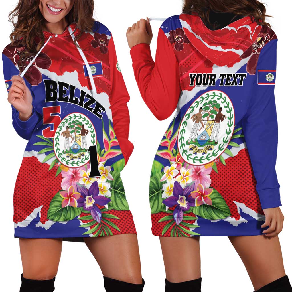 Personalised Belize 501 Tropical Black Orchid Hoodie Dress Grunge Stylized