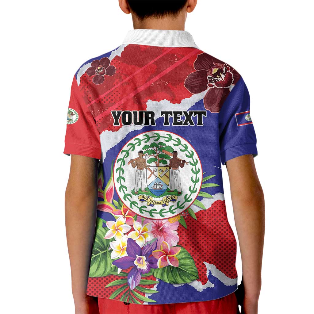 Personalised Belize 501 Tropical Black Orchid Kid Polo Shirt Grunge Stylized