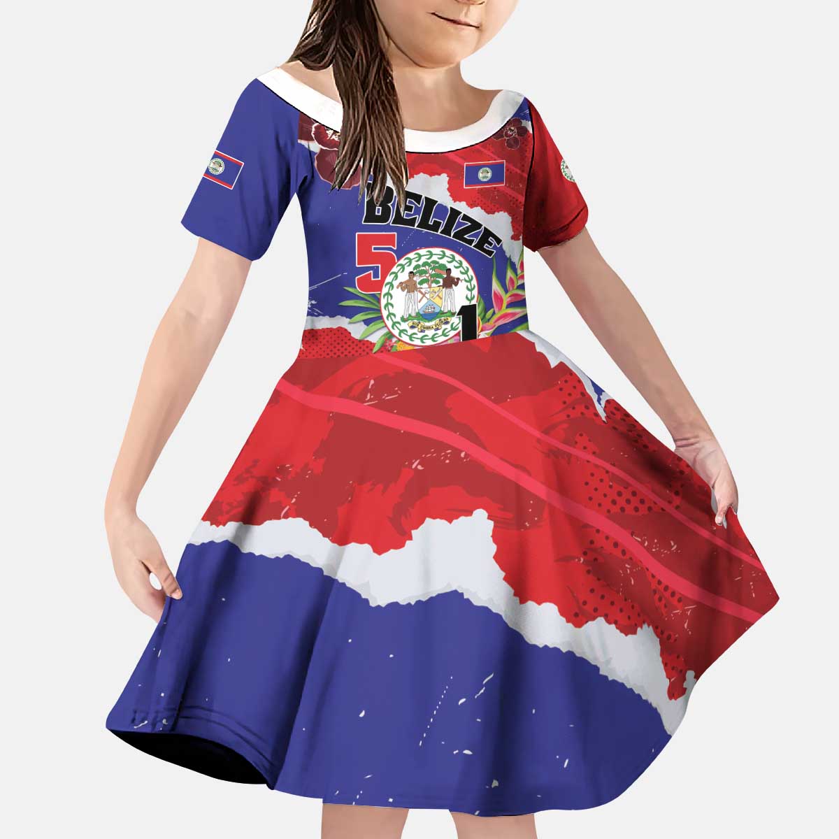 Personalised Belize 501 Tropical Black Orchid Kid Short Sleeve Dress Grunge Stylized