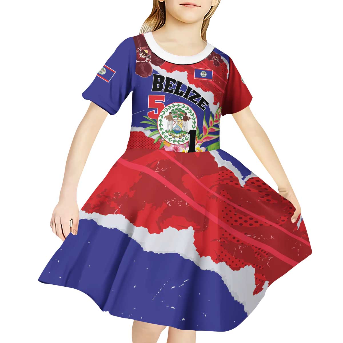 Personalised Belize 501 Tropical Black Orchid Kid Short Sleeve Dress Grunge Stylized