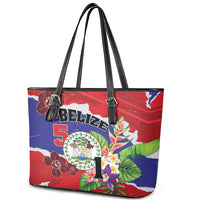 Belize 501 Tropical Black Orchid Leather Tote Bag Grunge Stylized