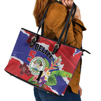 Belize 501 Tropical Black Orchid Leather Tote Bag Grunge Stylized