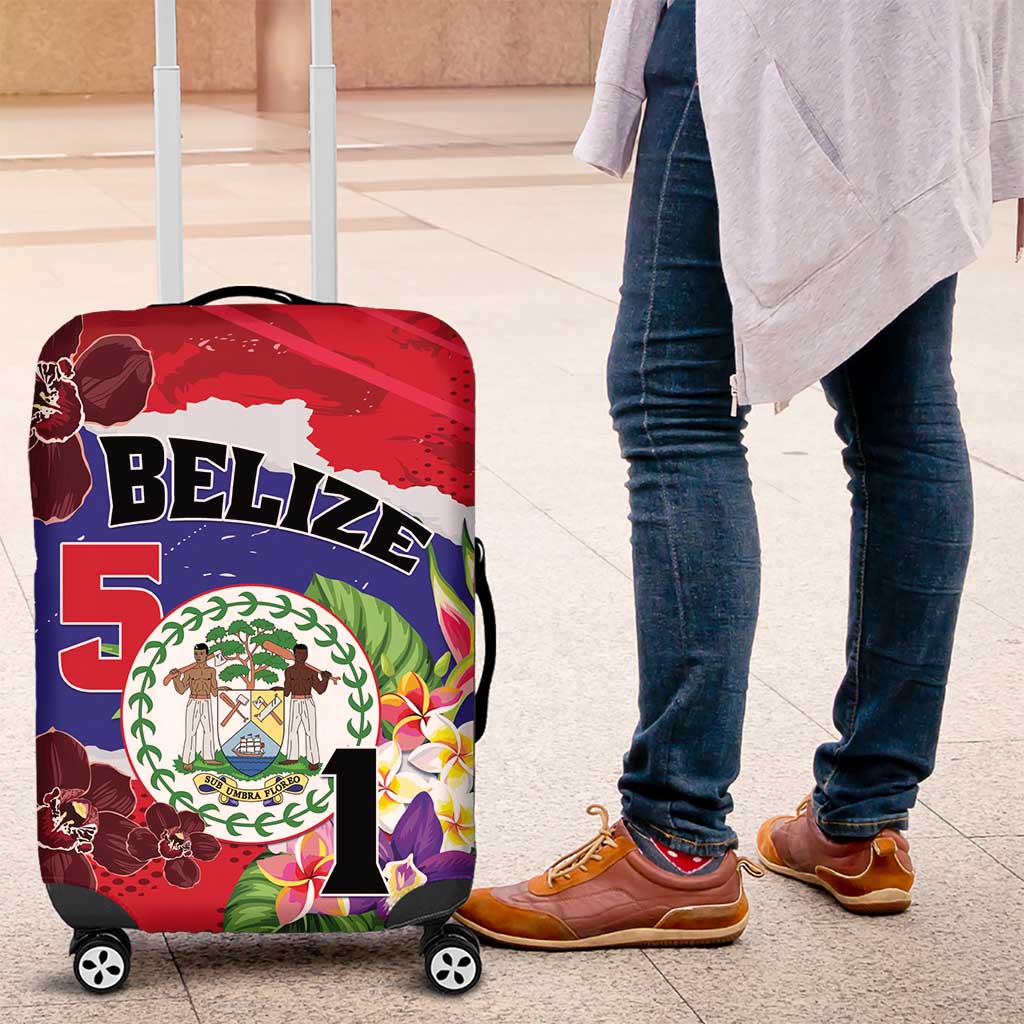 Belize 501 Tropical Black Orchid Luggage Cover Grunge Stylized