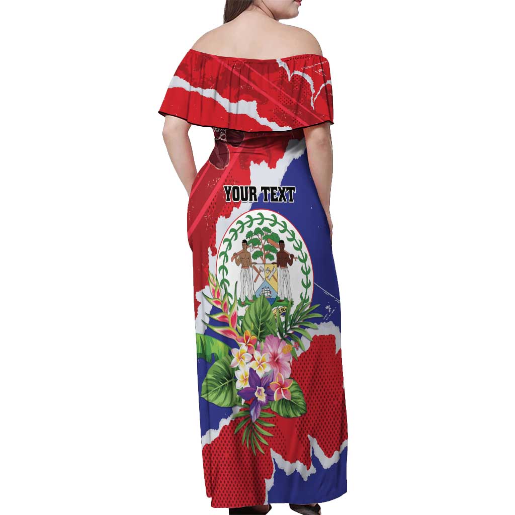 Personalised Belize 501 Tropical Black Orchid Off Shoulder Maxi Dress Grunge Stylized