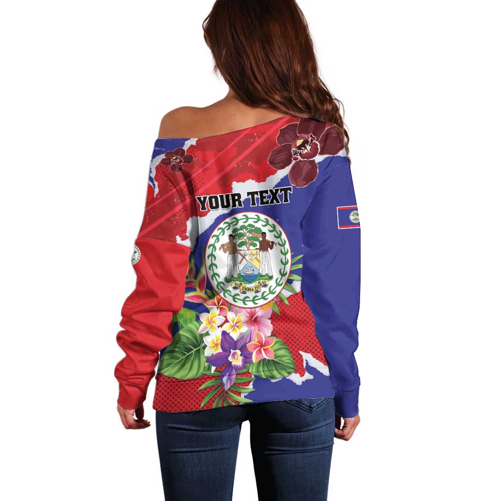 Personalised Belize 501 Tropical Black Orchid Off Shoulder Sweater Grunge Stylized