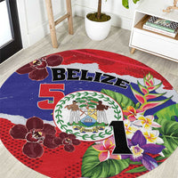 Belize 501 Tropical Black Orchid Round Carpet Grunge Stylized