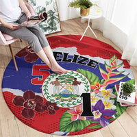 Belize 501 Tropical Black Orchid Round Carpet Grunge Stylized