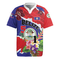 Personalised Belize 501 Tropical Black Orchid Rugby Jersey Grunge Stylized