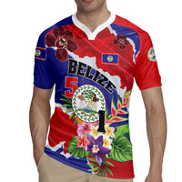 Personalised Belize 501 Tropical Black Orchid Rugby Jersey Grunge Stylized