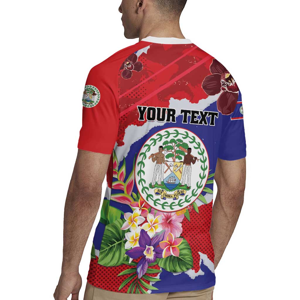 Personalised Belize 501 Tropical Black Orchid Rugby Jersey Grunge Stylized