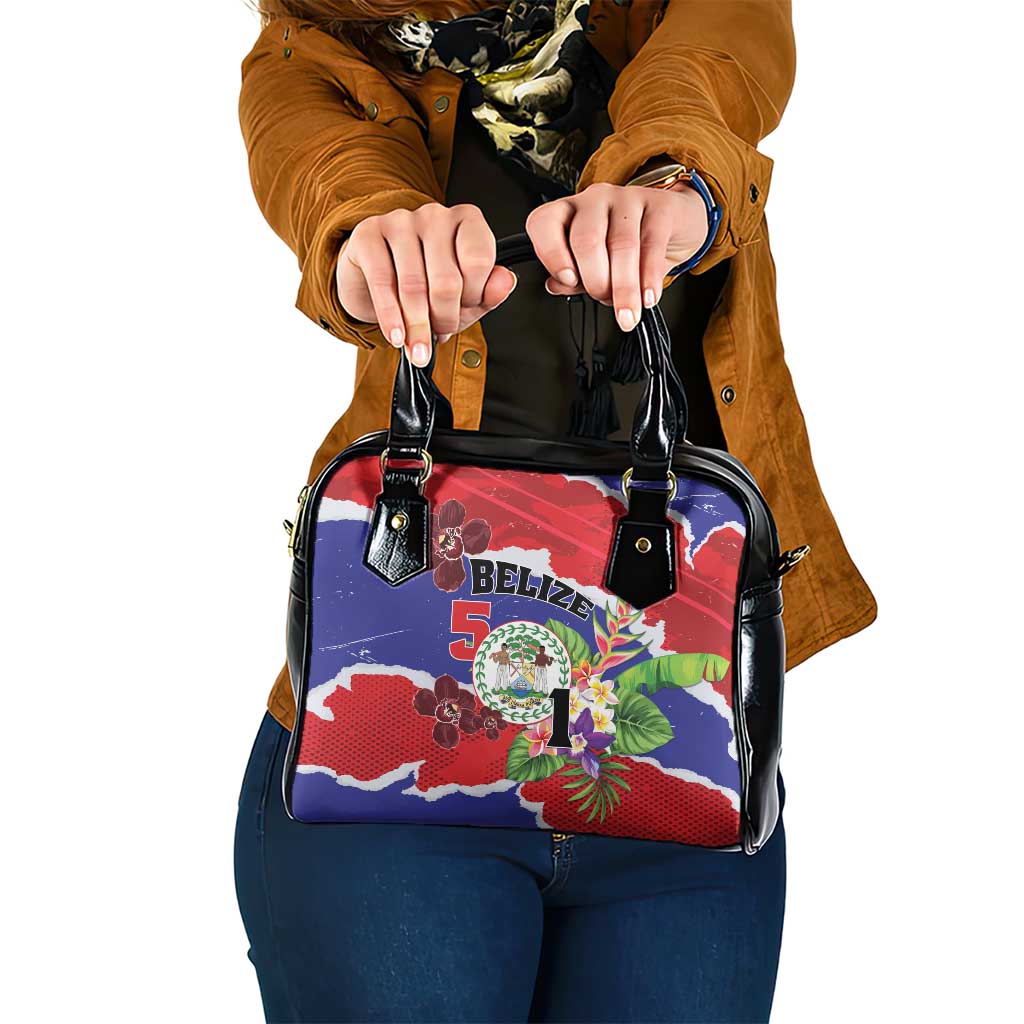 Belize 501 Tropical Black Orchid Shoulder Handbag Grunge Stylized