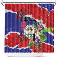 Belize 501 Tropical Black Orchid Shower Curtain Grunge Stylized