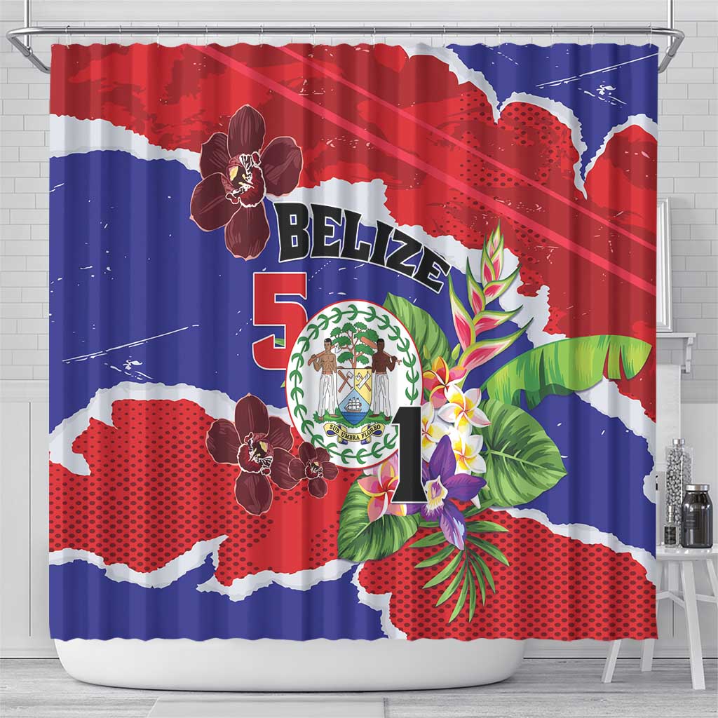 Belize 501 Tropical Black Orchid Shower Curtain Grunge Stylized