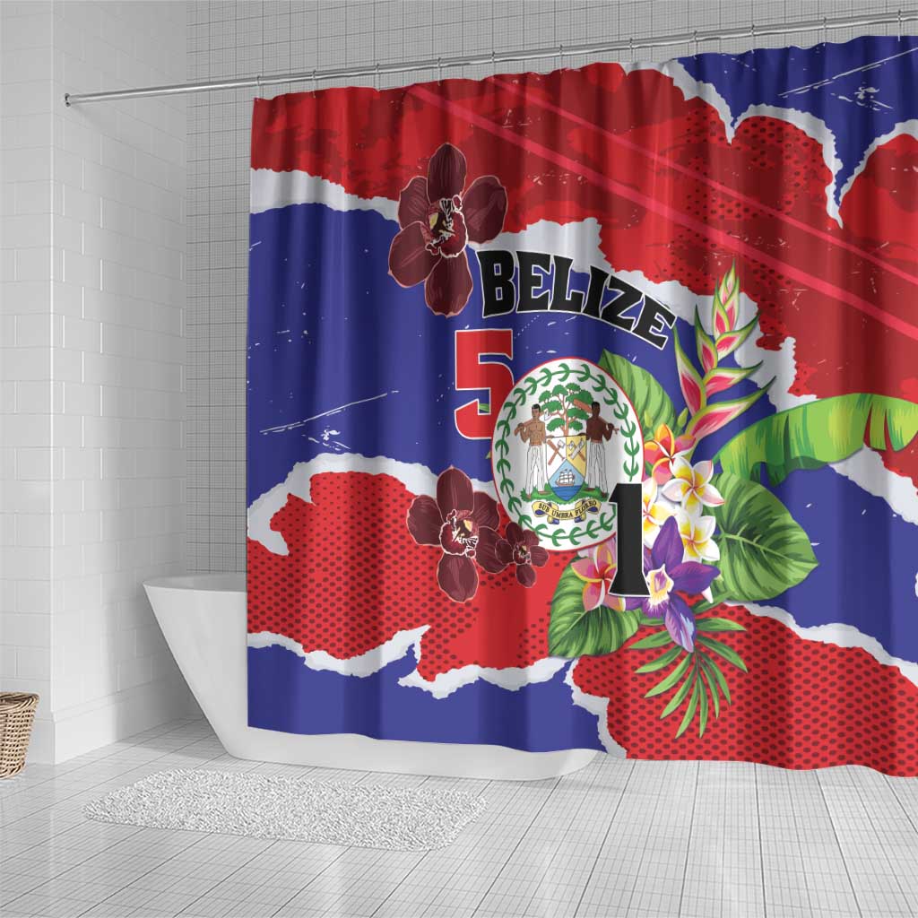 Belize 501 Tropical Black Orchid Shower Curtain Grunge Stylized