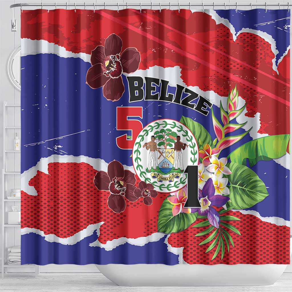 Belize 501 Tropical Black Orchid Shower Curtain Grunge Stylized