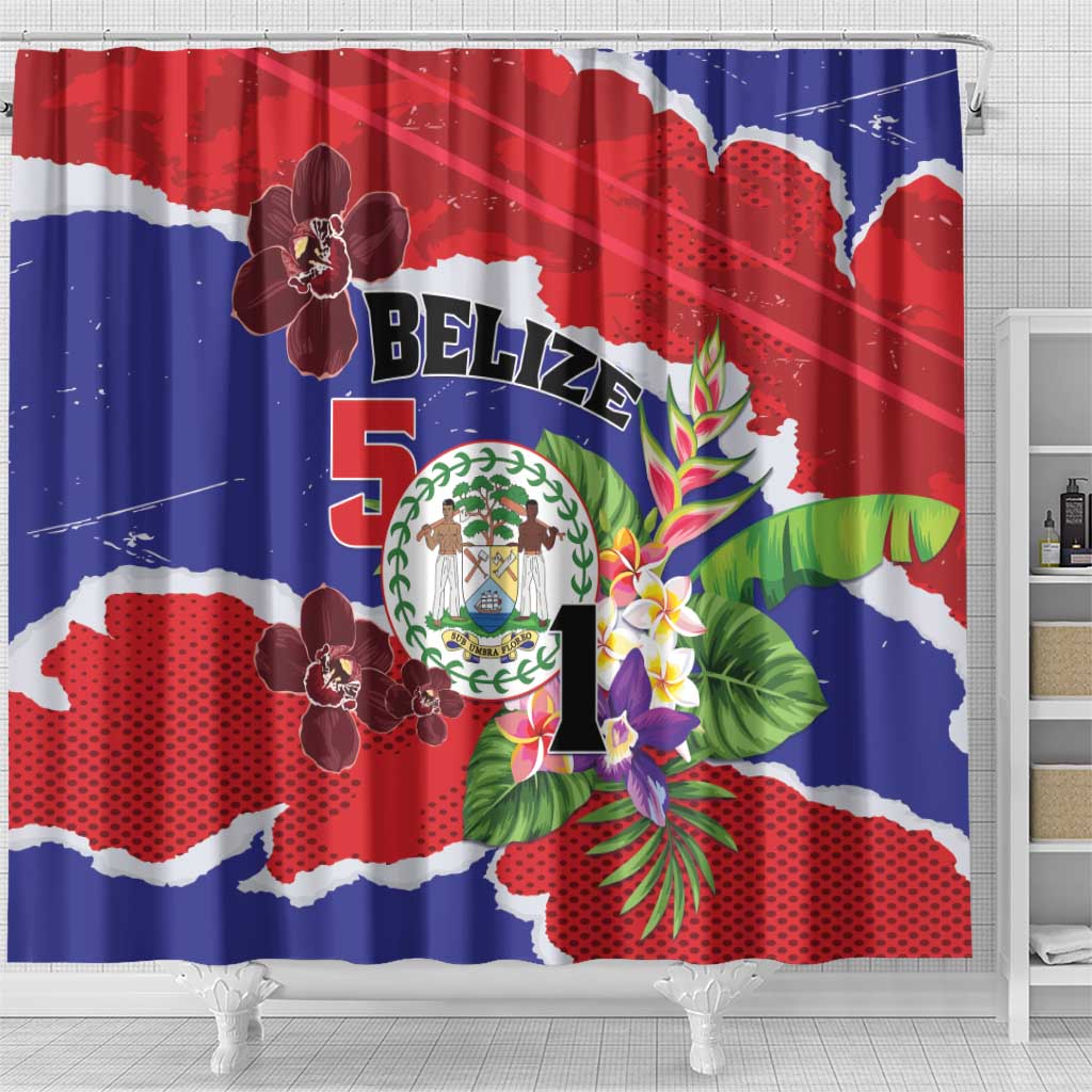 Belize 501 Tropical Black Orchid Shower Curtain Grunge Stylized