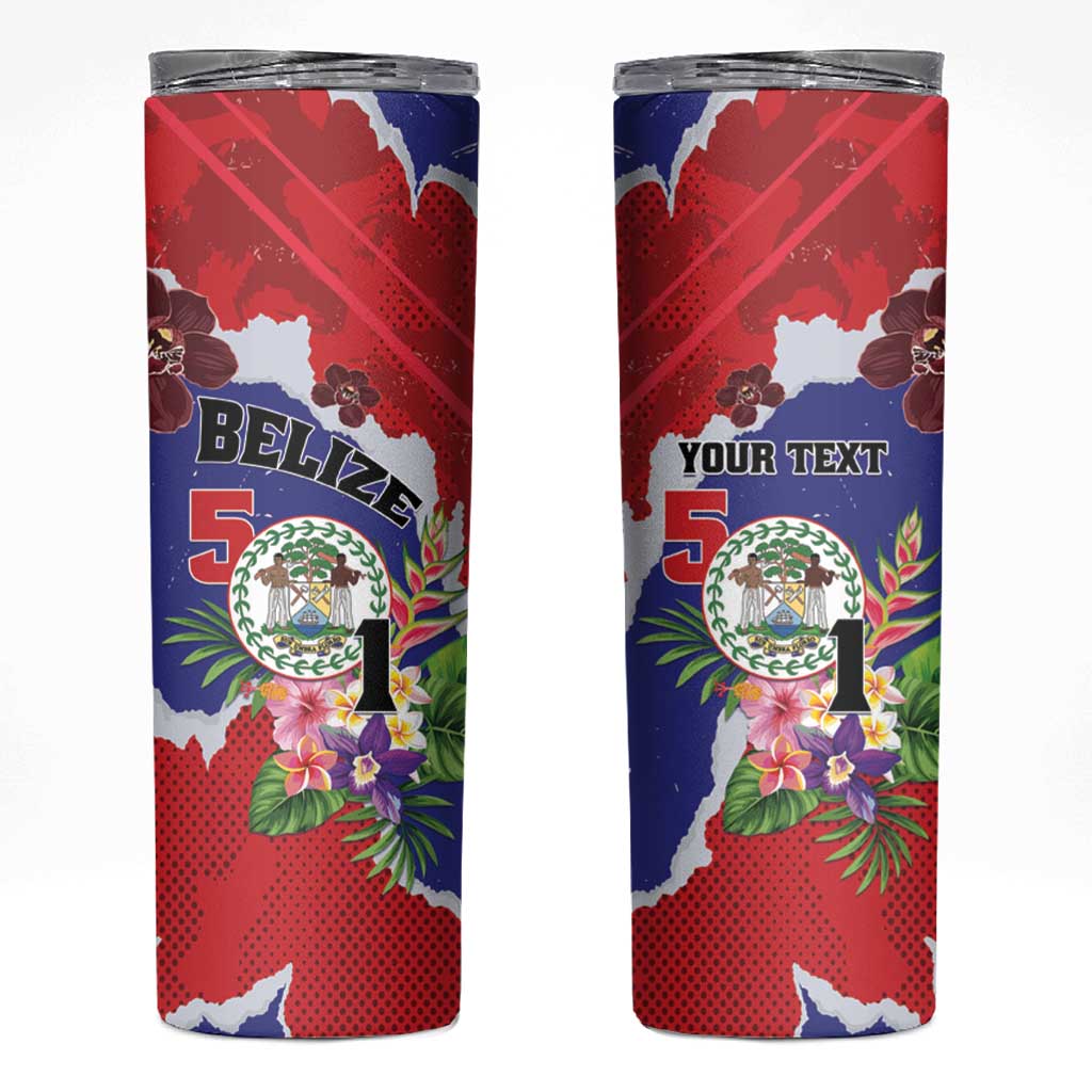 Personalised Belize 501 Tropical Black Orchid Skinny Tumbler Grunge Stylized