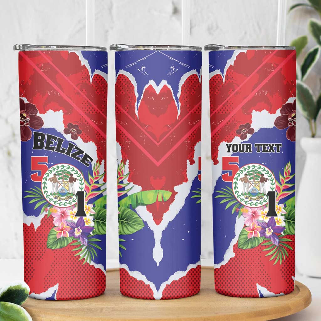Personalised Belize 501 Tropical Black Orchid Skinny Tumbler Grunge Stylized