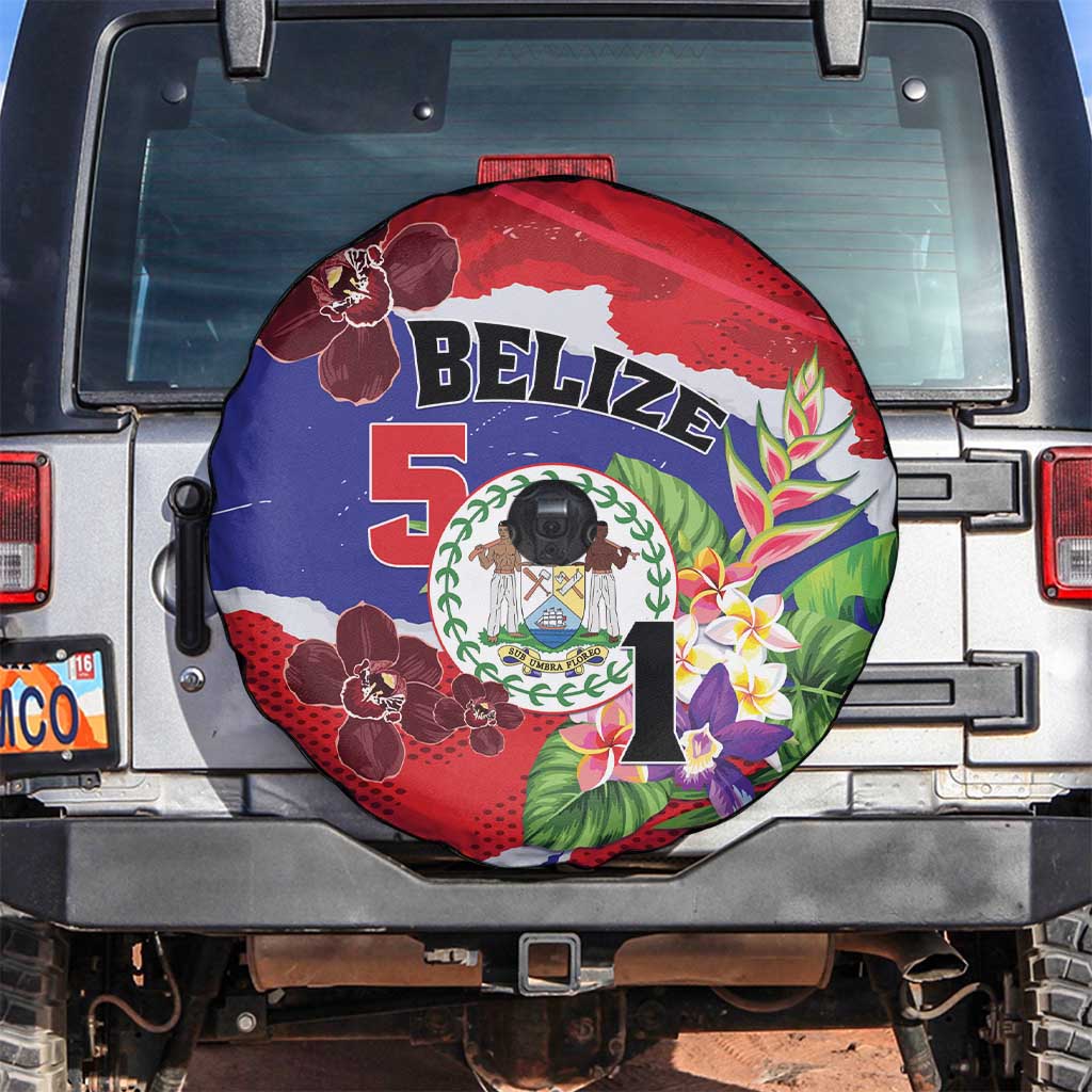 Belize 501 Tropical Black Orchid Spare Tire Cover Grunge Stylized