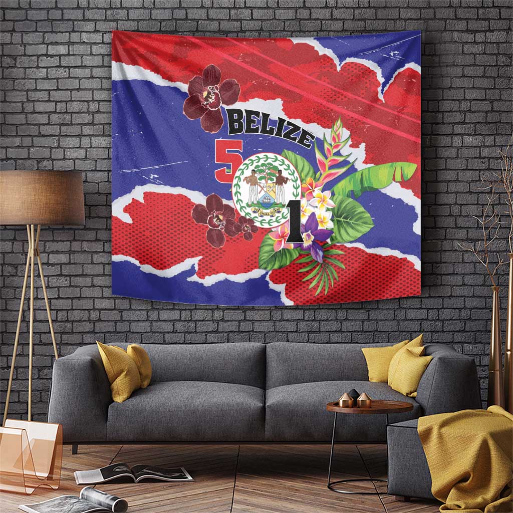 Belize 501 Tropical Black Orchid Tapestry Grunge Stylized