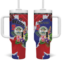 Personalised Belize 501 Tropical Black Orchid Tumbler With Handle Grunge Stylized