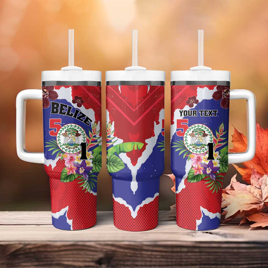 Personalised Belize 501 Tropical Black Orchid Tumbler With Handle Grunge Stylized