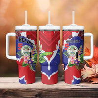 Personalised Belize 501 Tropical Black Orchid Tumbler With Handle Grunge Stylized