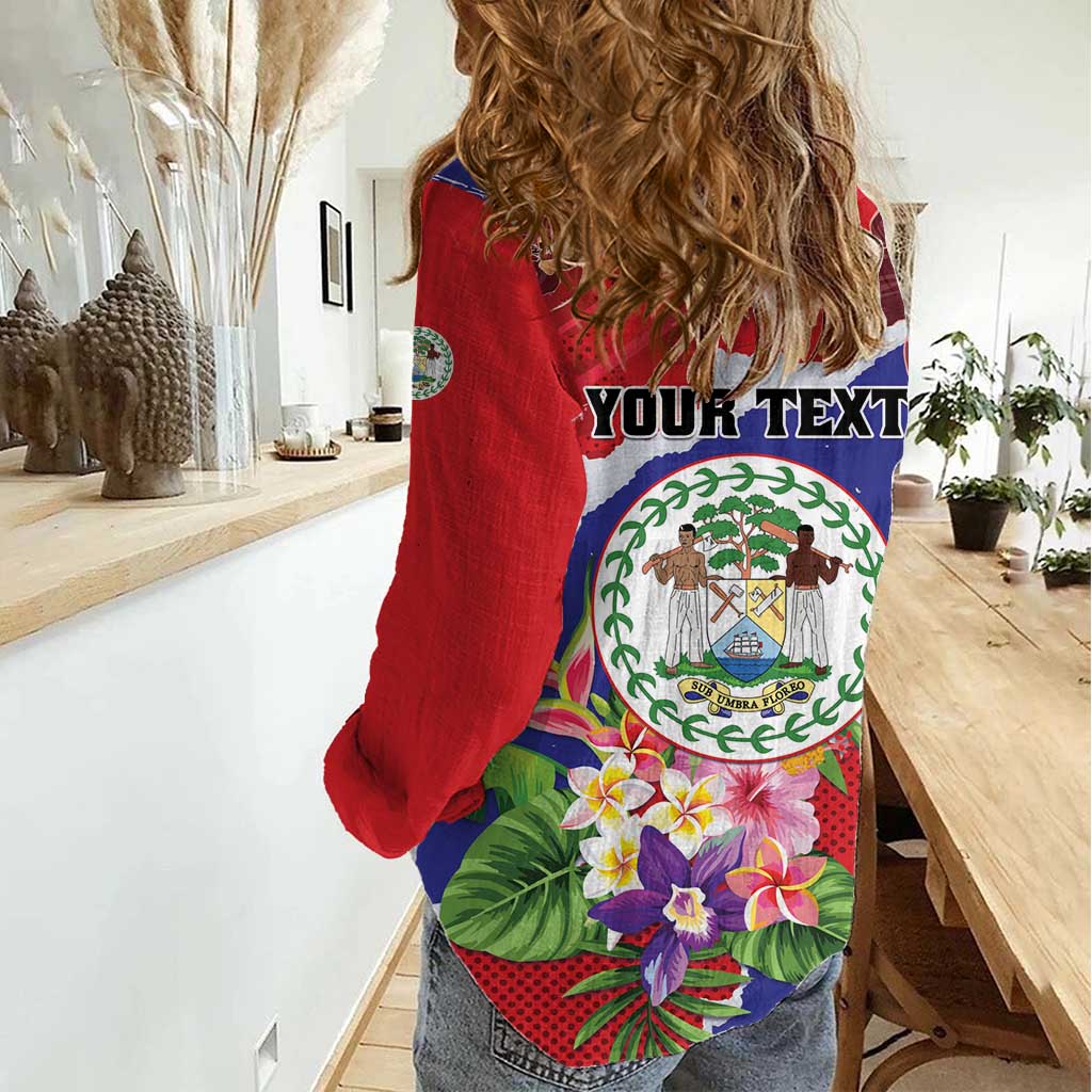 Personalised Belize 501 Tropical Black Orchid Women Casual Shirt Grunge Stylized
