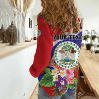 Personalised Belize 501 Tropical Black Orchid Women Casual Shirt Grunge Stylized