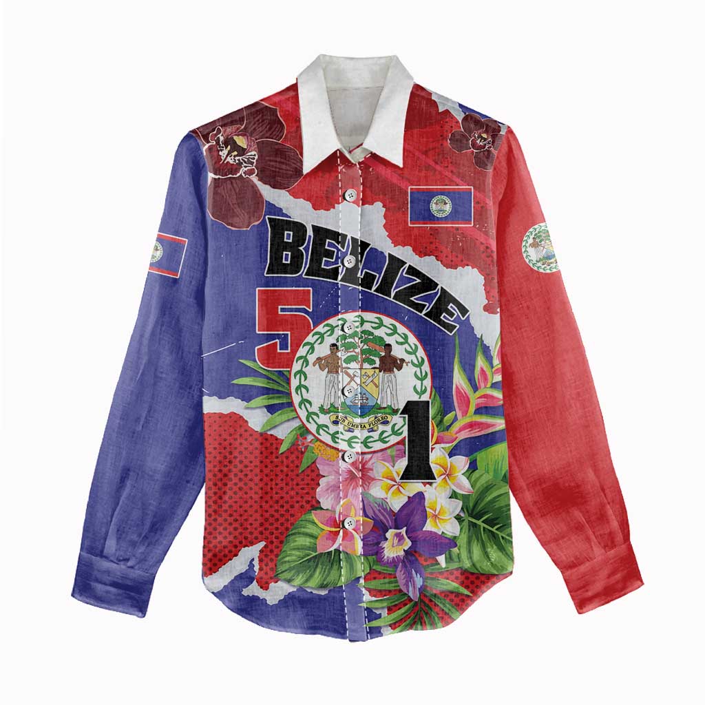 Personalised Belize 501 Tropical Black Orchid Women Casual Shirt Grunge Stylized