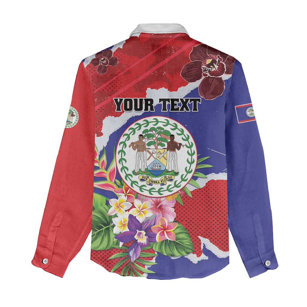 Personalised Belize 501 Tropical Black Orchid Women Casual Shirt Grunge Stylized
