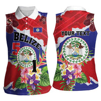 Personalised Belize 501 Tropical Black Orchid Women Sleeveless Polo Shirt Grunge Stylized