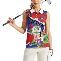 Personalised Belize 501 Tropical Black Orchid Women Sleeveless Polo Shirt Grunge Stylized