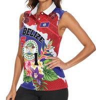 Personalised Belize 501 Tropical Black Orchid Women Sleeveless Polo Shirt Grunge Stylized