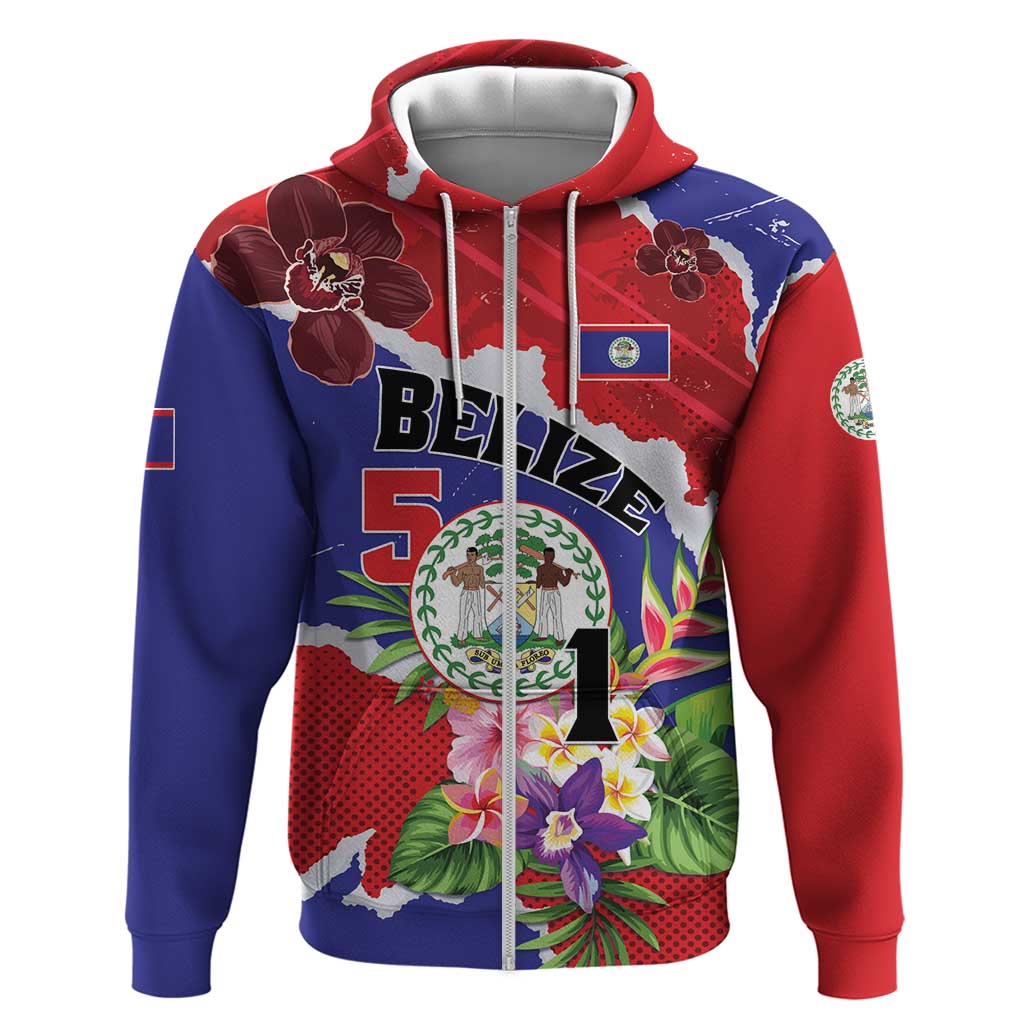Personalised Belize 501 Tropical Black Orchid Zip Hoodie Grunge Stylized